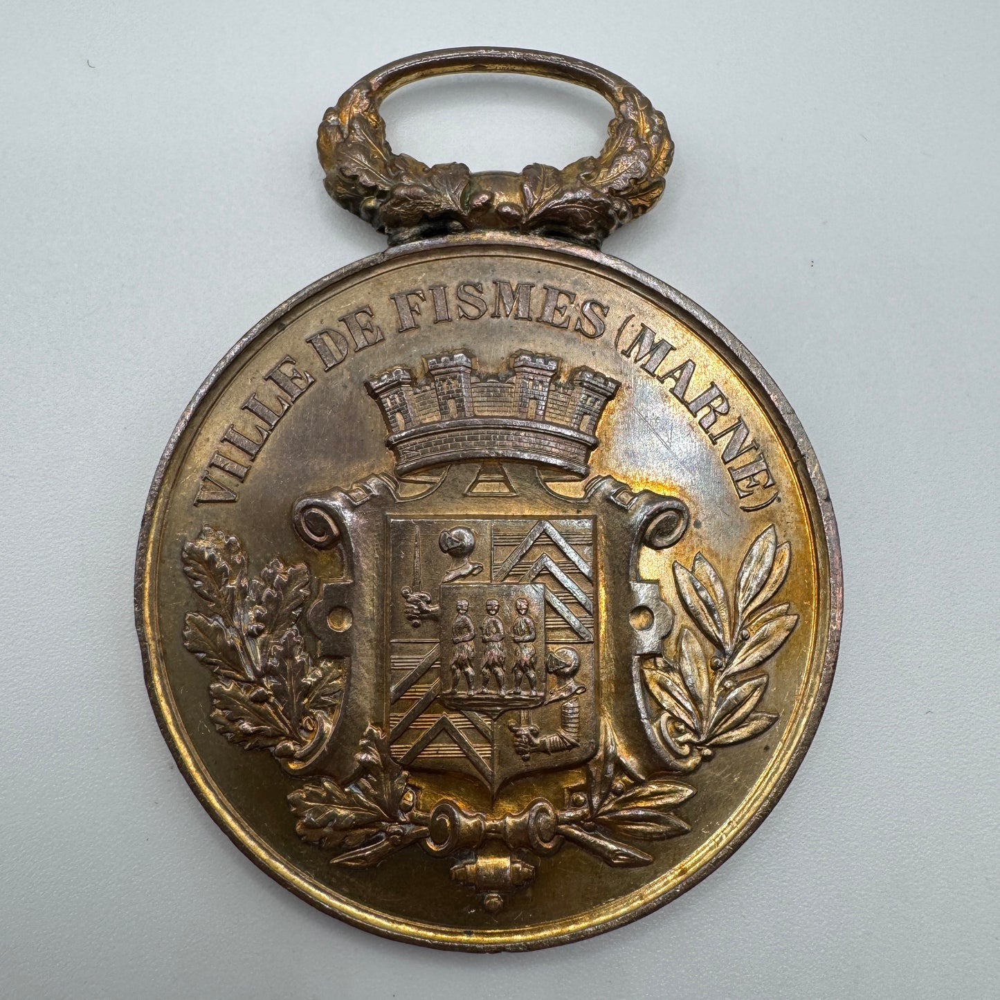 Médaille ancienne en cuivre « concours de musique de FISMES 1879 »
