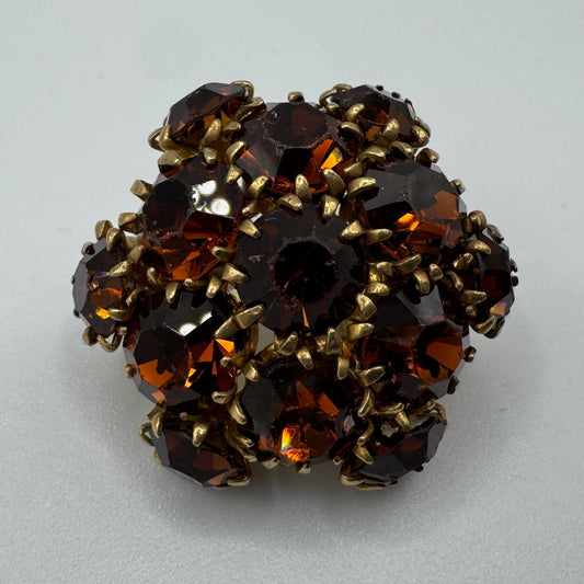 Broche ancienne Vintage - métal doré et verroterie