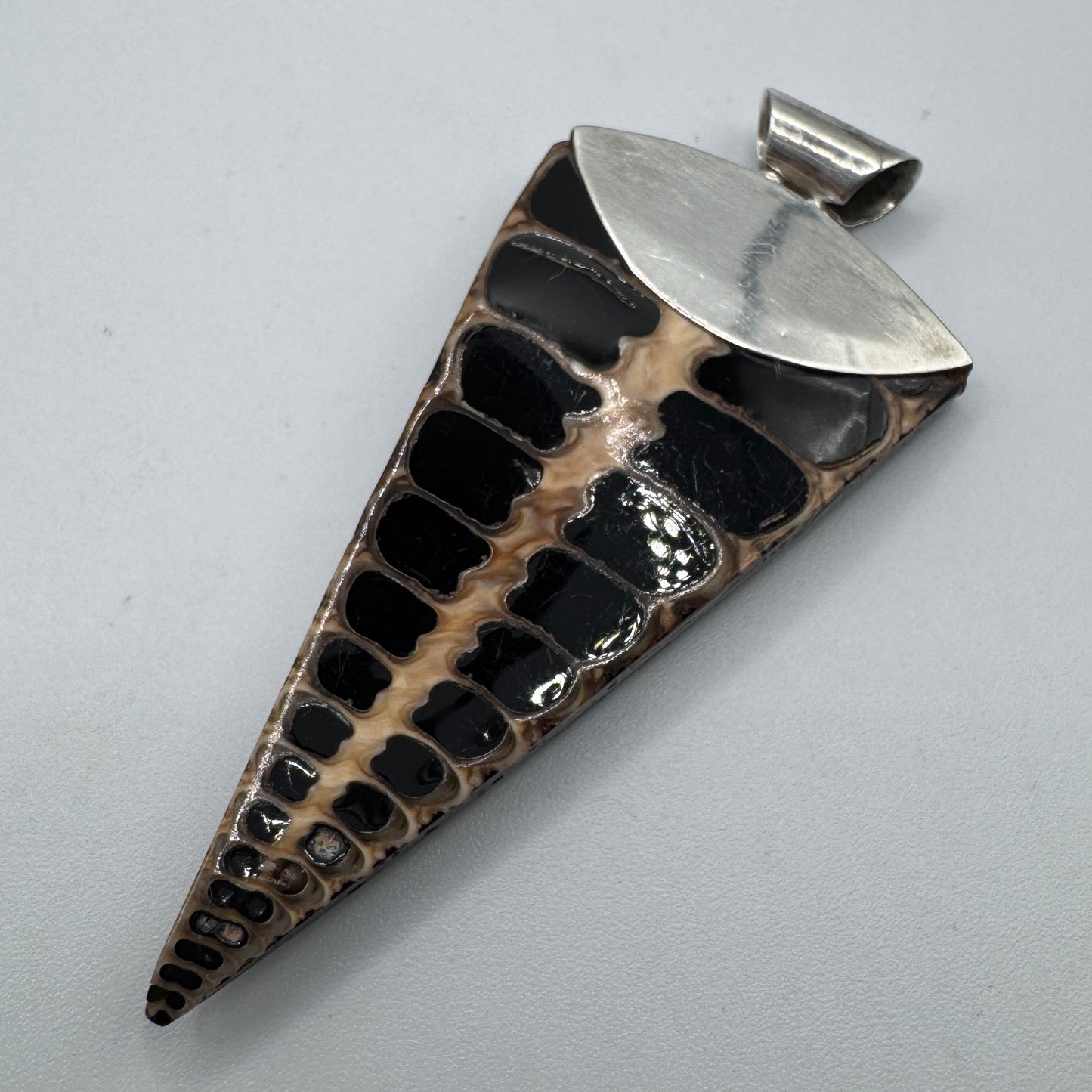Grand pendentif en argent et oursin noir