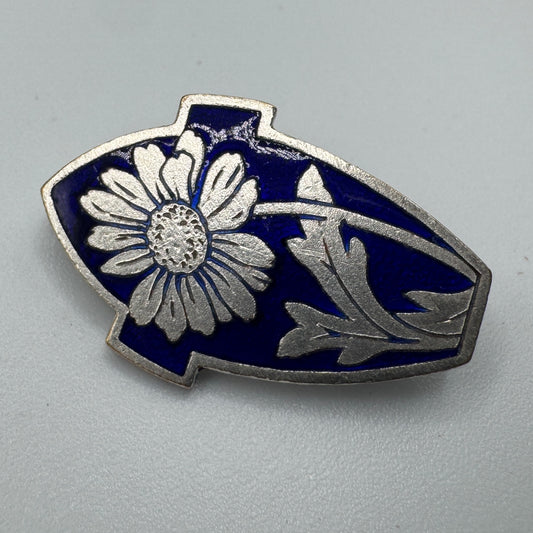 Broche Ancienne Mellerio « Marguerite » - Métal Argenté Emaillée