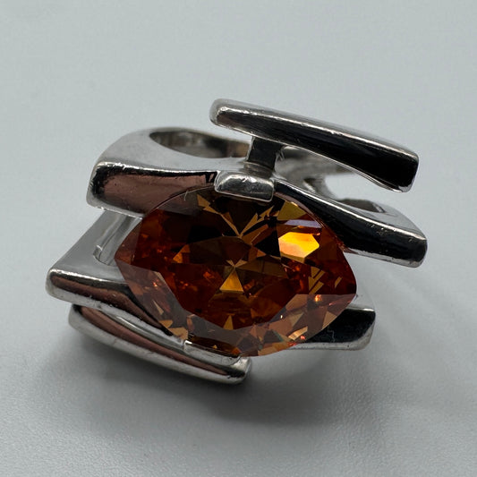 Grosse Bague en argent et verre taillé