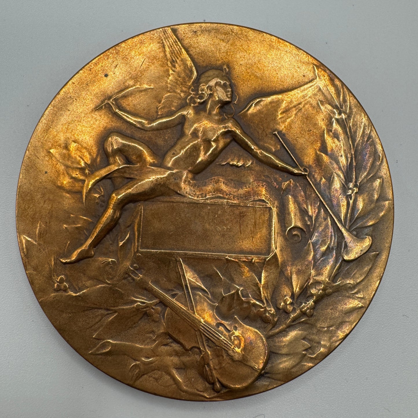 Medaille artistique ancienne en bronze « Orphée »