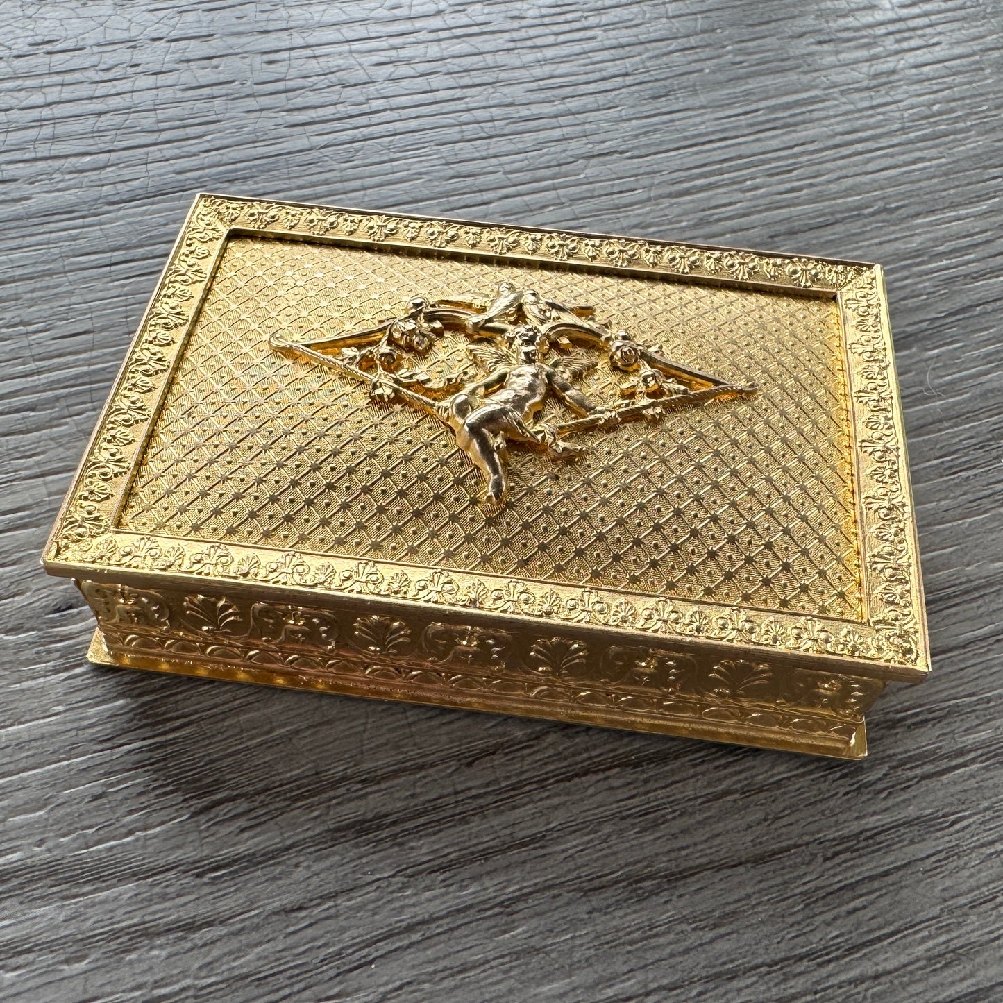 Boîte à timbres ancienne en bronze doré - style Napoléon III