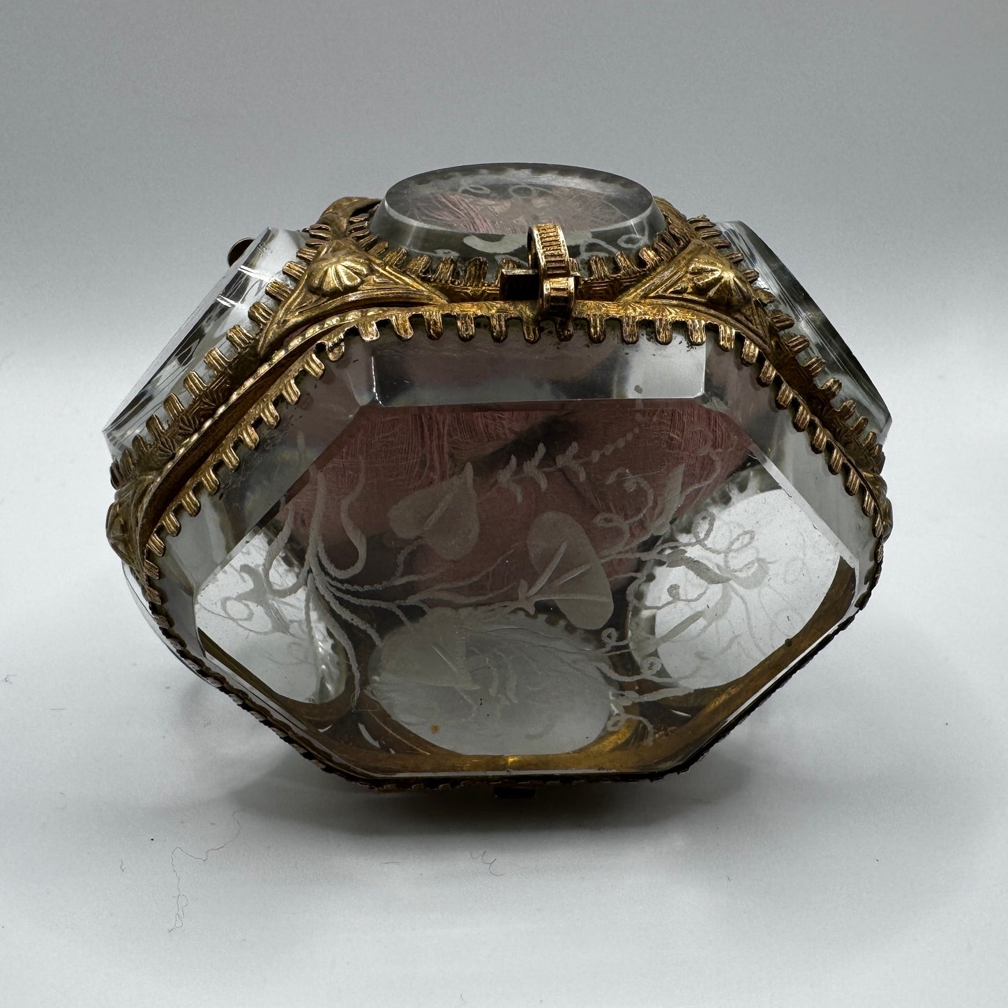 Superbe boîte à bijoux XIXe verre biseauté