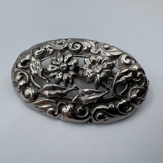 Broche Ancienne « motif floral » - argent massif