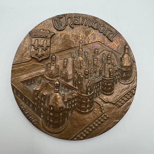 Medaille artistique ancienne en bronze « château de Chambord »