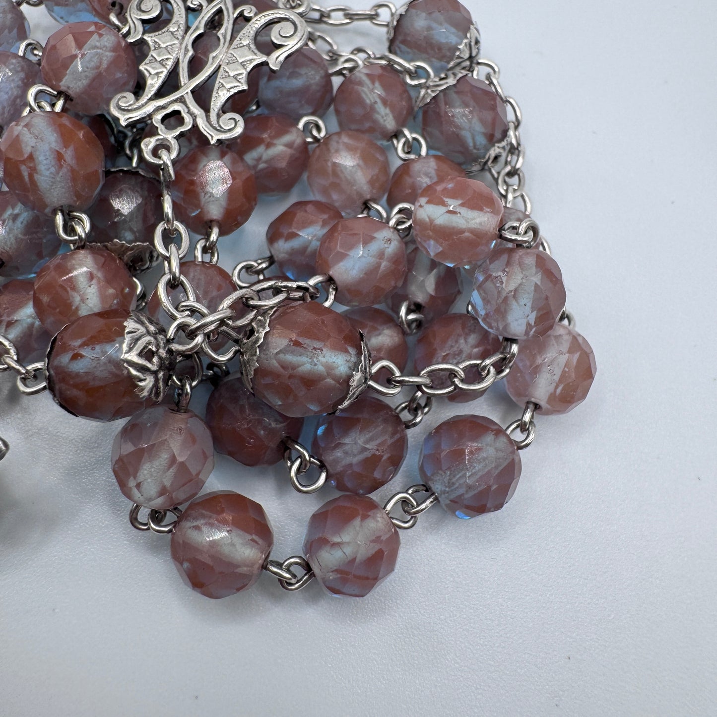 Superbe et rare Chapelet ancien en argent et perles en saphiret