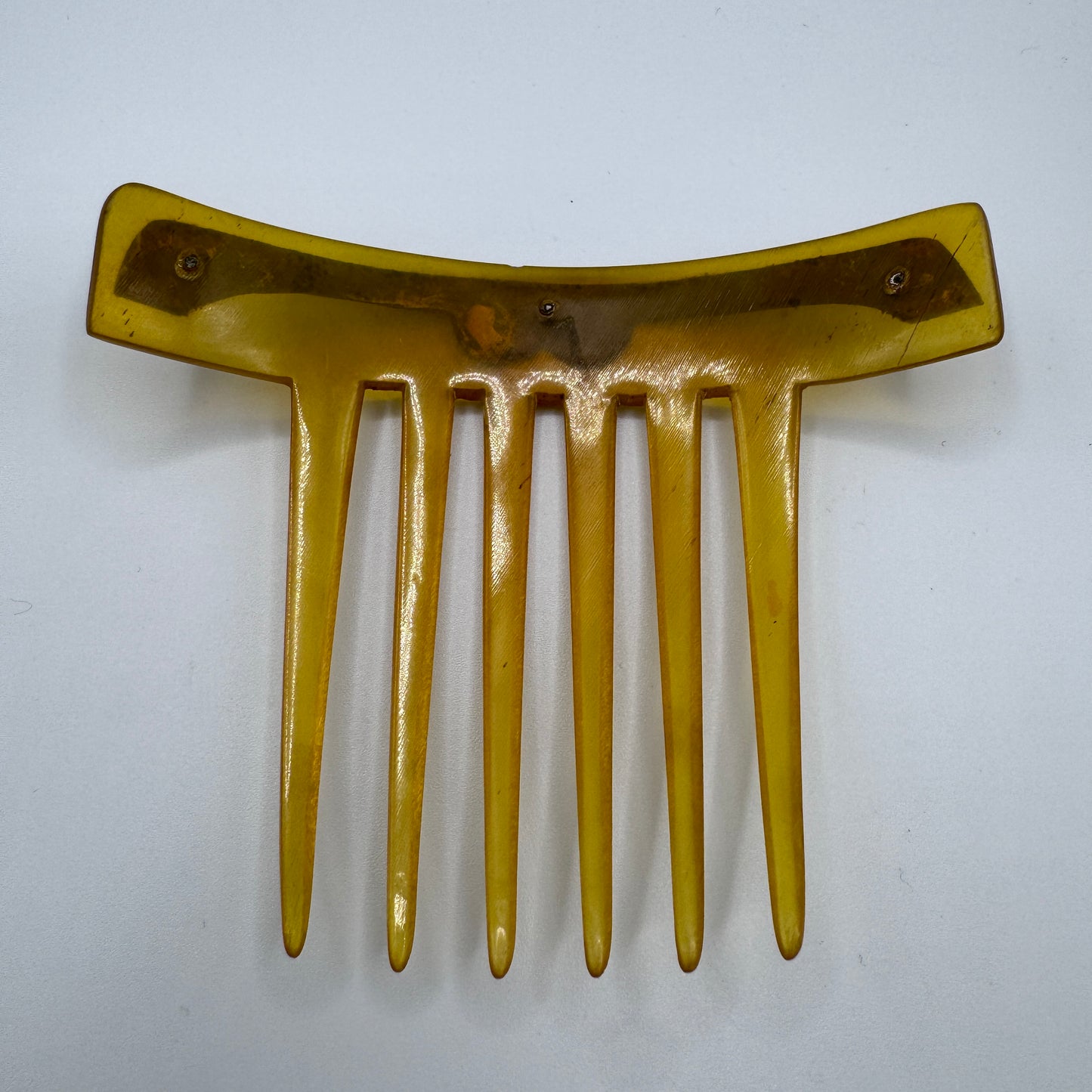 Peigne à cheveux art deco - celluloïd et métal damasquiné