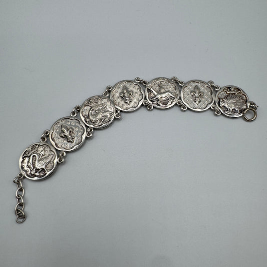 Bracelet ancien Souvenir de Bretagne « armoiries de Bretagne - Sainte Anne » métal argenté