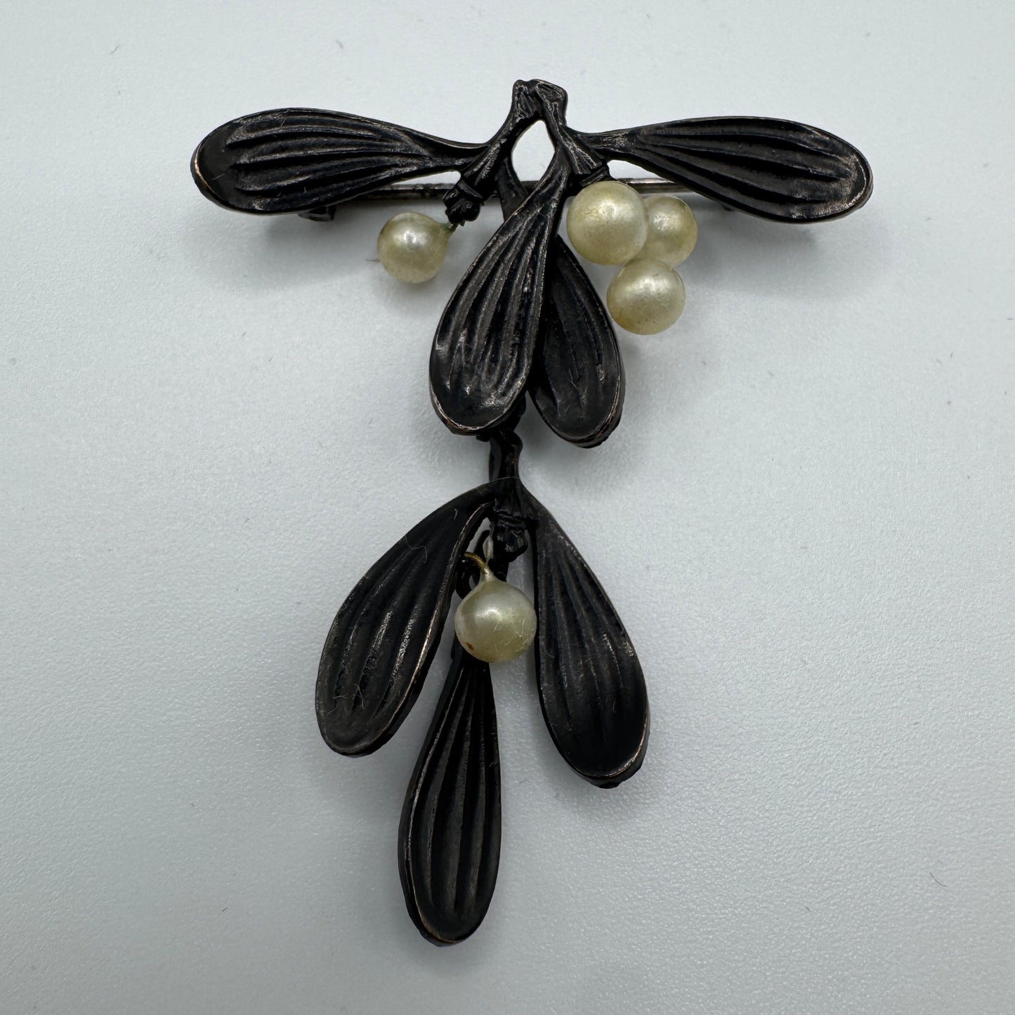 Broche ancienne « branche de gui » - ART NOUVEAU