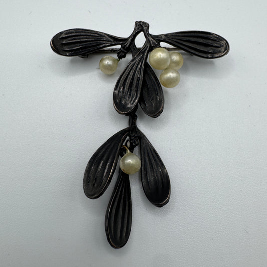Broche ancienne « branche de gui » - ART NOUVEAU