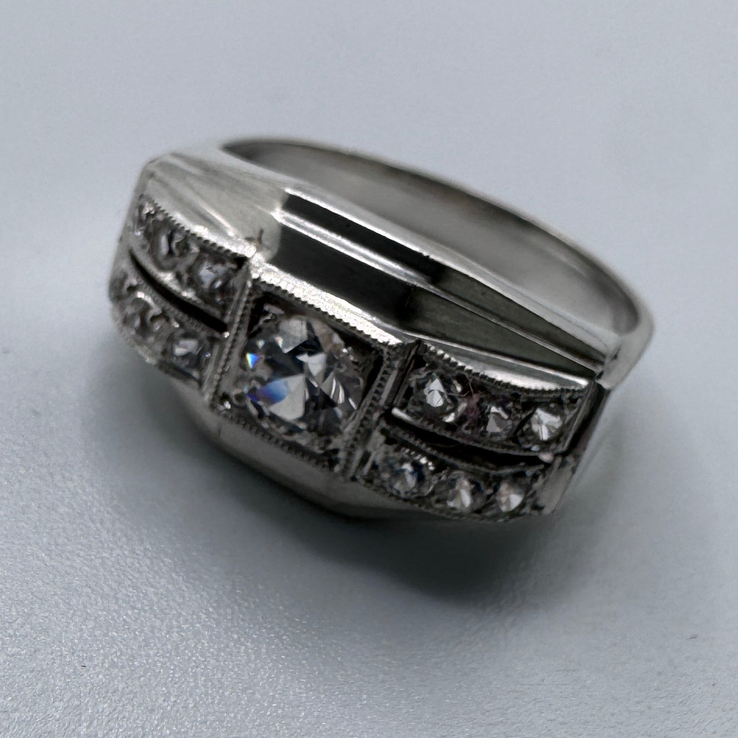 Superbe bague ancienne Art Deco argent massif - neuf stock ancien bijoutier