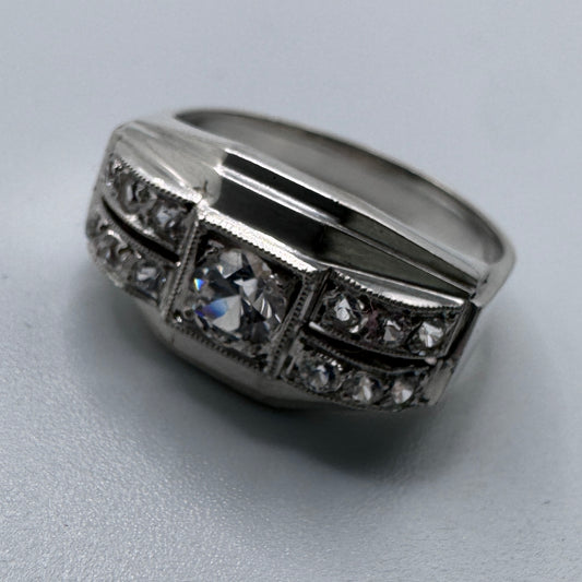 Superbe bague ancienne Art Deco argent massif - neuf stock ancien bijoutier