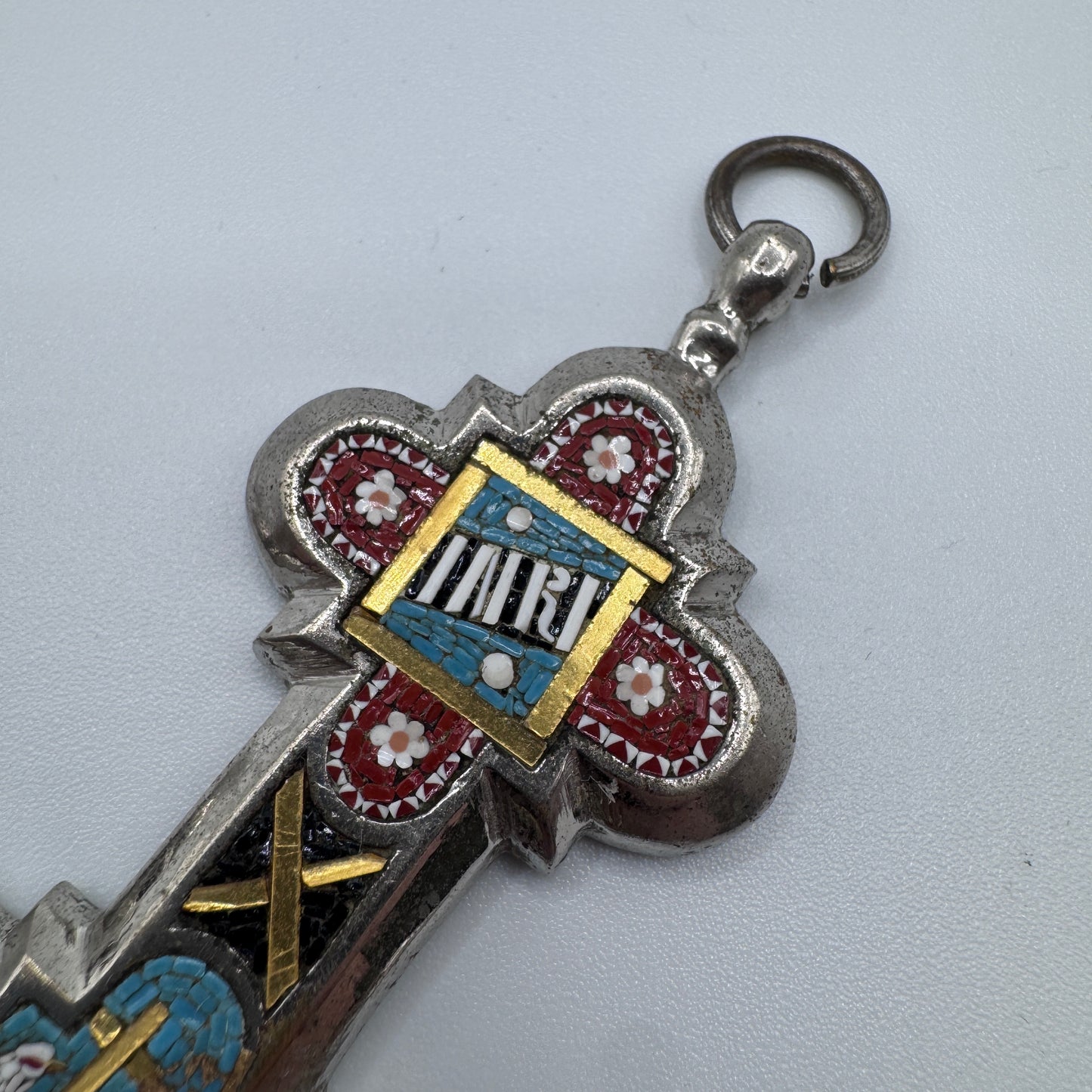 Grand Crucifix ancien XIXe - Micro mosaïque