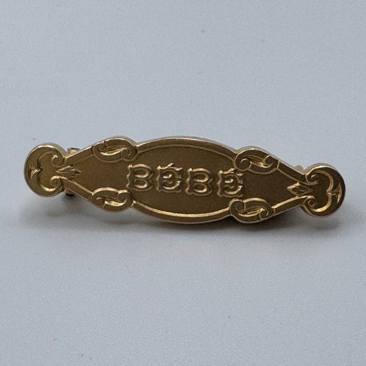 Superbe Broche ancienne Art Nouveau " Bébé "- plaqué or ORIA - neuf stock ancien bijoutier