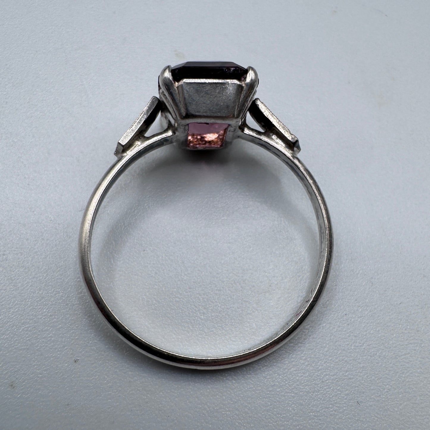 bague ancienne Art Deco argent massif et verroterie - neuf stock ancien bijoutier