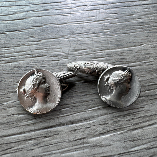 Boutons de manchettes Art Nouveau - métal argente