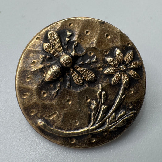 Bouton ancien en bronze vers 1900  - « l’abeille »