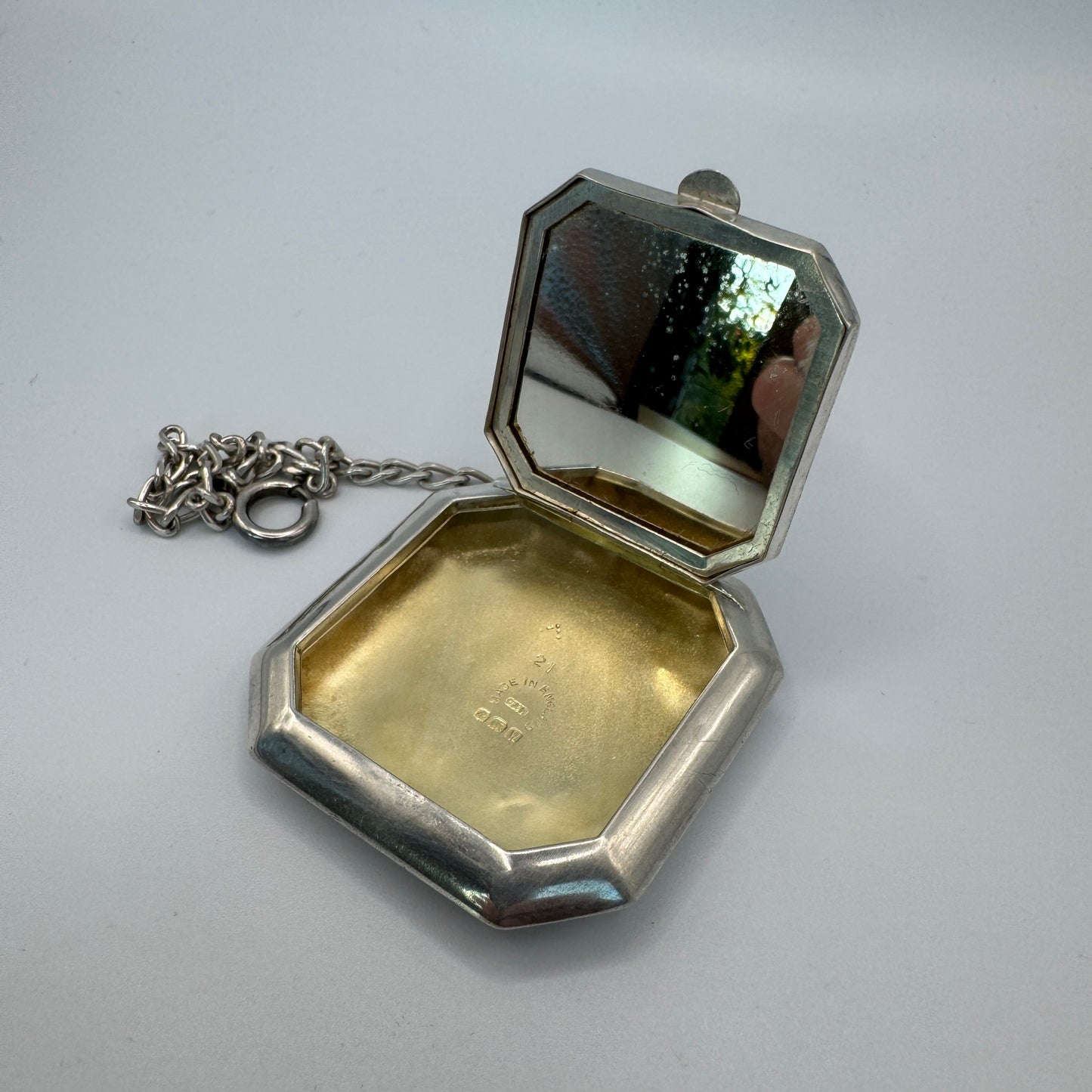 boîte ancienne poudrier Art Nouveau - argent massif