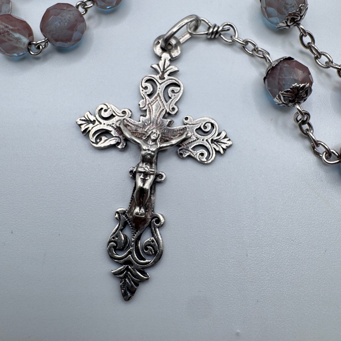 Superbe et rare Chapelet ancien en argent et perles en saphiret