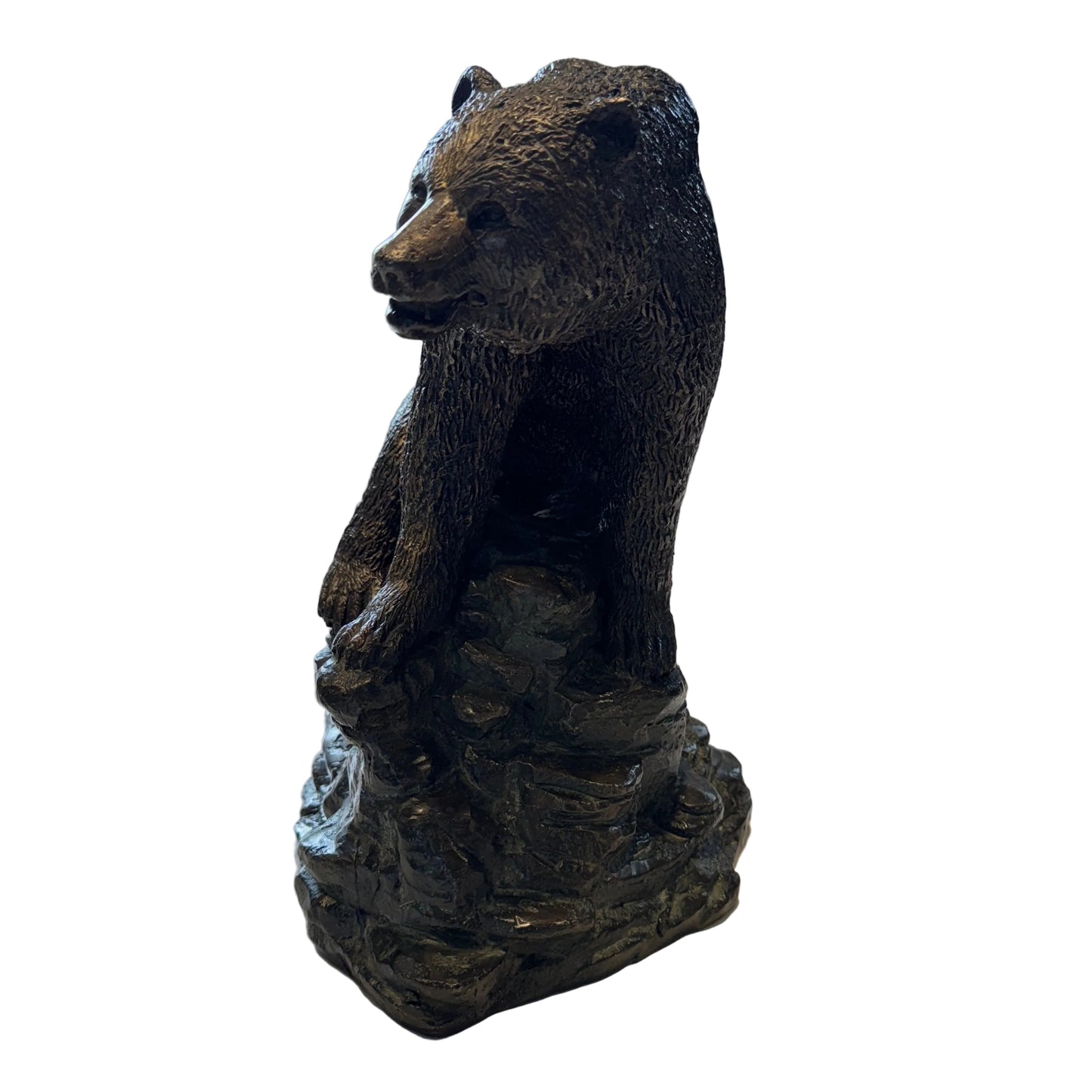 Sculpture en bronze - Ours sur Rocher- statue animalière - décoration