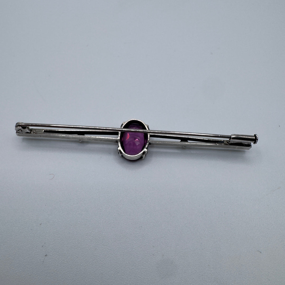 Broche Ancienne Art Deco - argent massif et améthyste