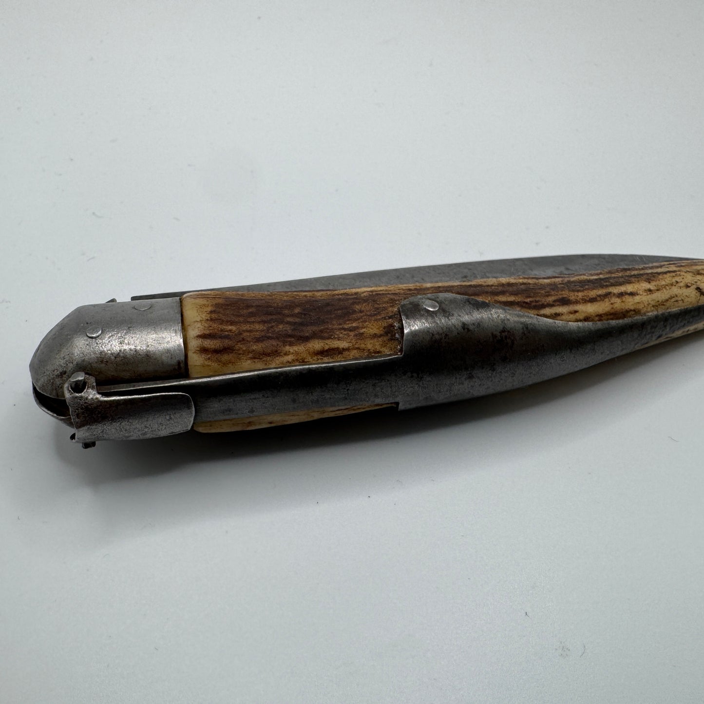 Rare grand Couteau pliant ancien XIXe Albacete/Navaja - « chasse au cerf »