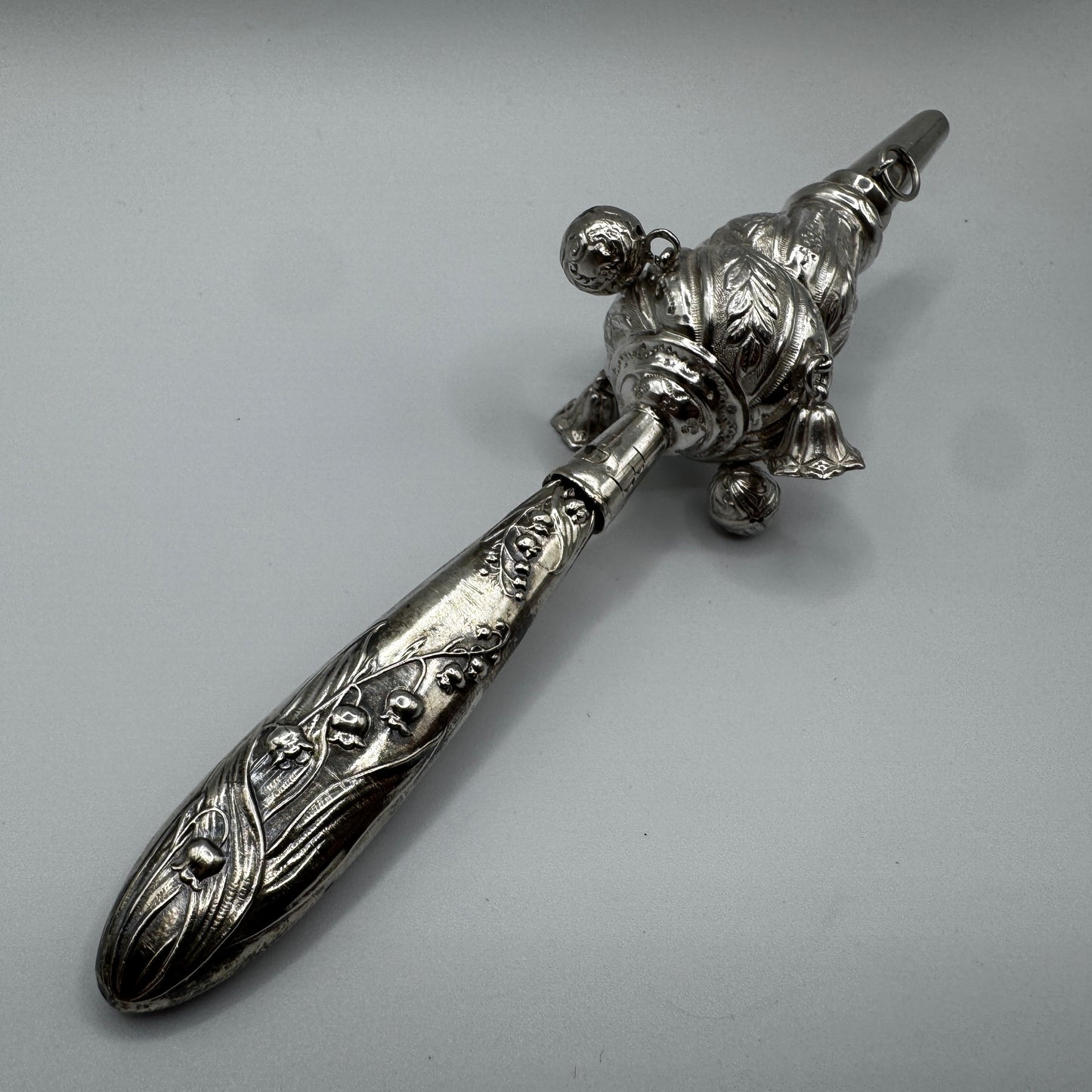 Rare Hochet sifflet ancien en Argent - époque 1900