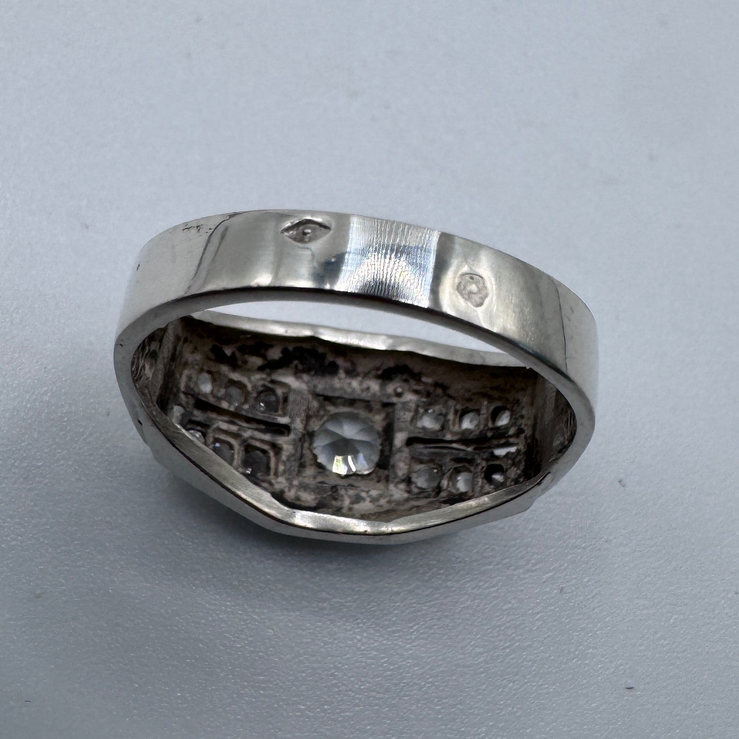 Superbe bague ancienne Art Deco argent massif - neuf stock ancien bijoutier