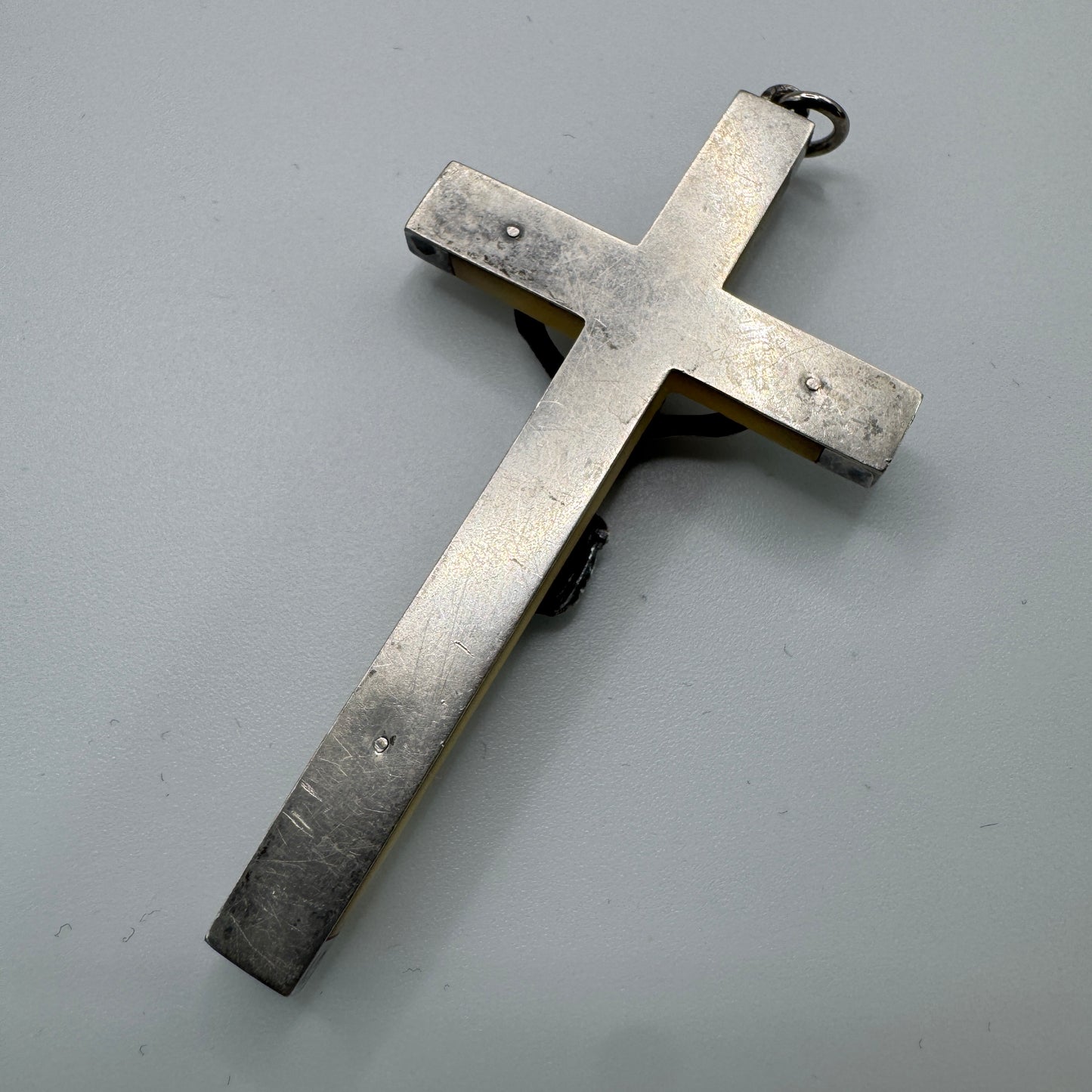 Croix crucifix ancien - argent et nacre