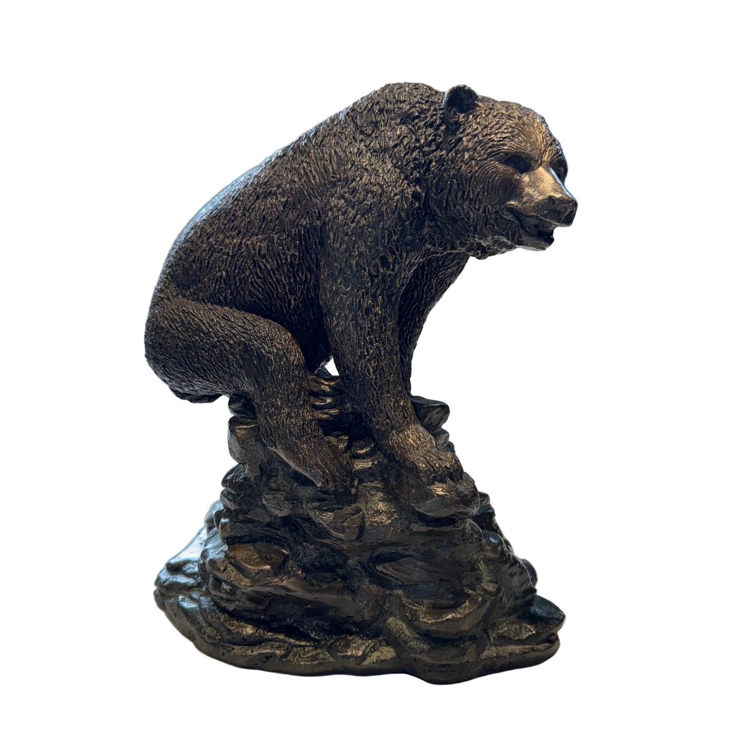Sculpture en bronze - Ours sur Rocher- statue animalière - décoration