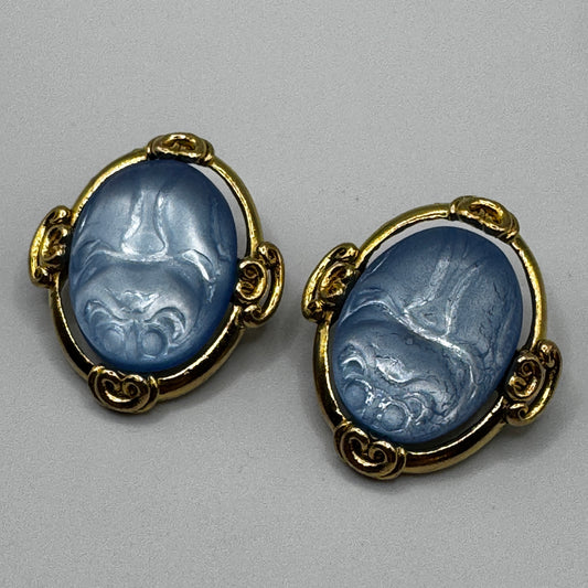 Clips d’oreilles Vintage créateur CHORANGE - métal doré et verre