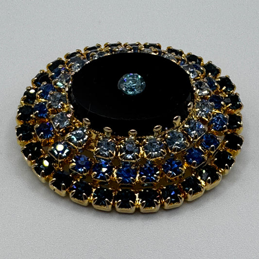 Broche ancienne Vintage - métal doré et verroterie