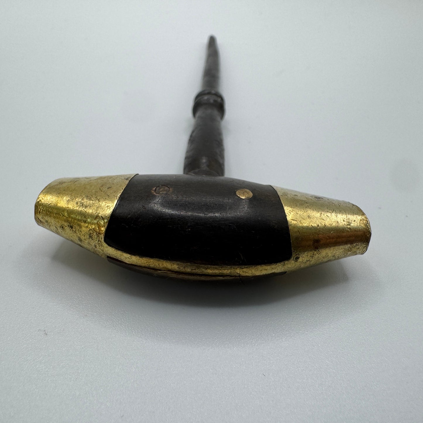Ancienne Vrille Tire Bonde De Tonnelier bronze, acier et corne