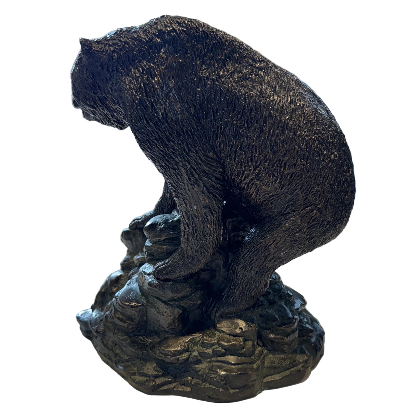 Sculpture en bronze - Ours sur Rocher- statue animalière - décoration