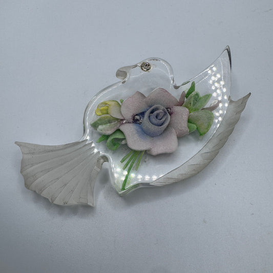 Broche vintage « colombe » - lucite