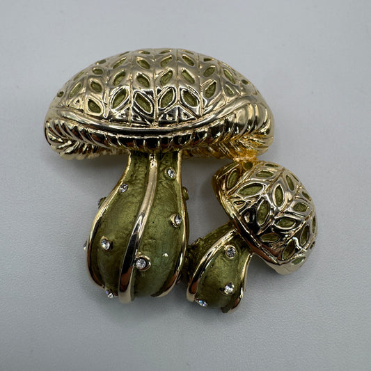 Broche Vintage « champignons » - métal doré