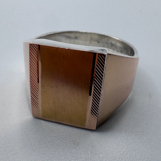 Superbe chevalière ancienne - argent et or
