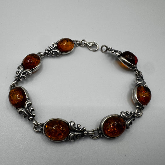 Bracelet en argent et ambre