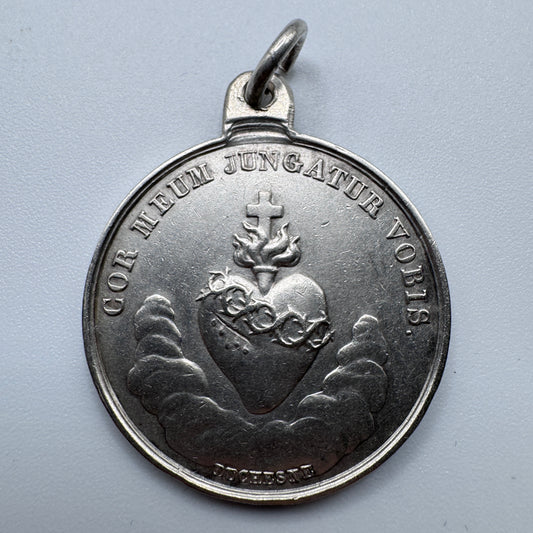 Superbe Médaille religieuse ancienne - « Coeur de Marie » - argent