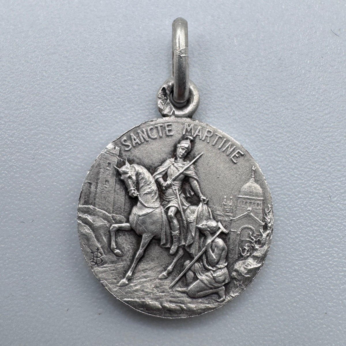 Superbe Médaille religieuse ancienne -  « Saint Martin » - argent