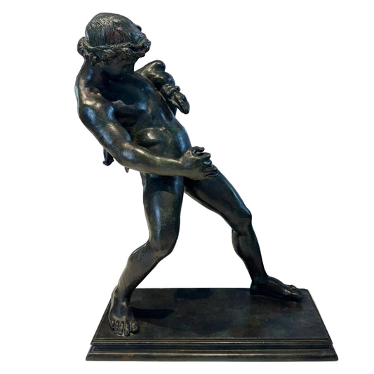 Sculpture en bronze a l’antique XIXeme - « Le faune et l’outre de vin » d’après Sabatino de Angelis (1838-1915)