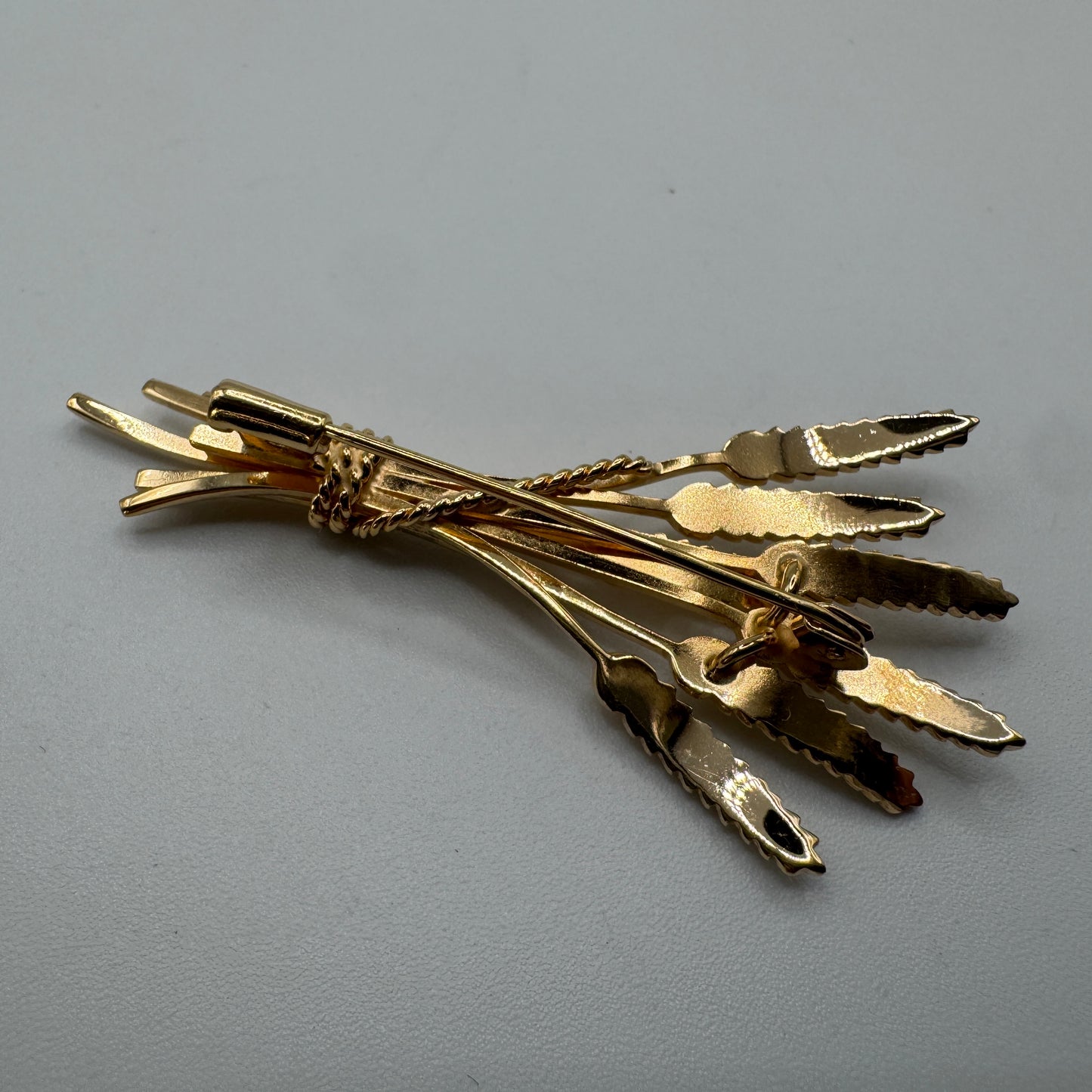 Broche ancienne en plaqué or - Épis de blé