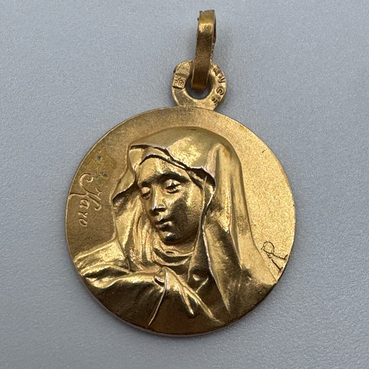 Superbe médaille religieuse ancienne plaqué or ORIA « Sainte Vierge » - neuf stock ancien bijoutier