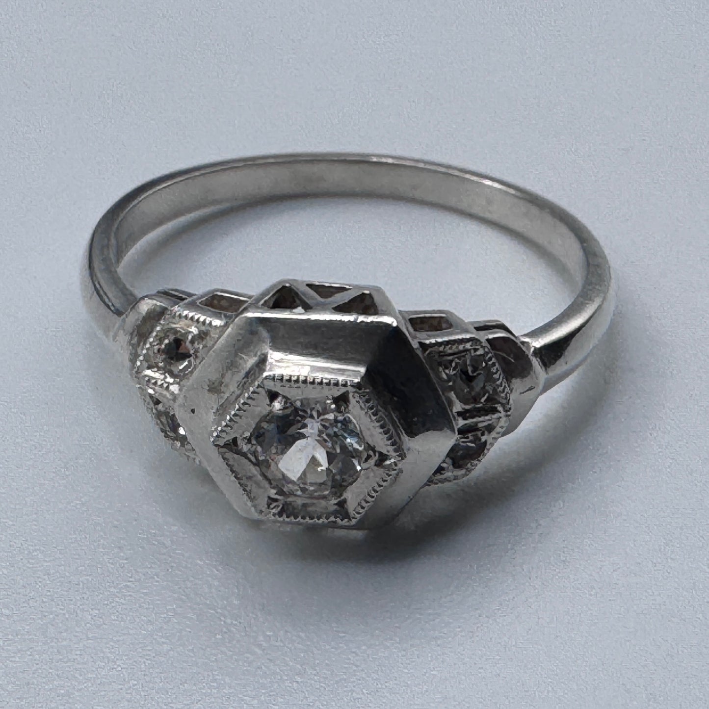 Superbe bague ancienne Art Deco argent massif - neuf stock ancien bijoutier
