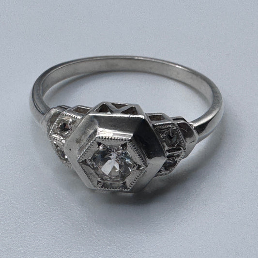 Superbe bague ancienne Art Deco argent massif - neuf stock ancien bijoutier
