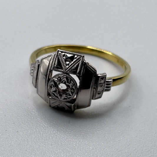 bague ancienne Art Deco en plaqué or - neuf stock ancien bijoutier