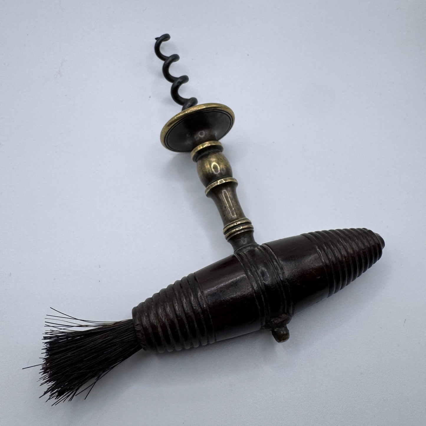 Rare Tire bouchon à brosse 18/19 eme - acier, bronze et bois