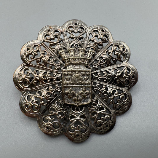 Broche ancienne souvenir du Vezelay  - métal argenté