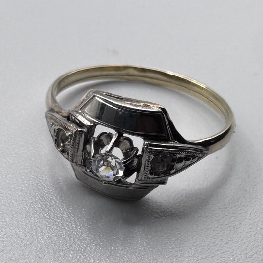 bague ancienne Art Deco en plaqué or - neuf stock ancien bijoutier